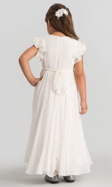 Girl Ivory Flutter-Sleeve Flower Girl Dress DG-FL4038