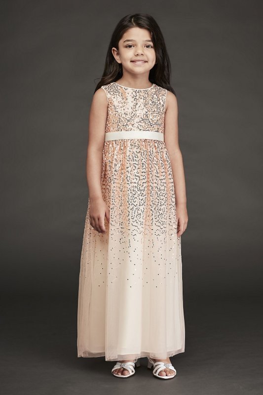 Sleeveless Scattered Sequin Long Flower Girl Gown CR1393