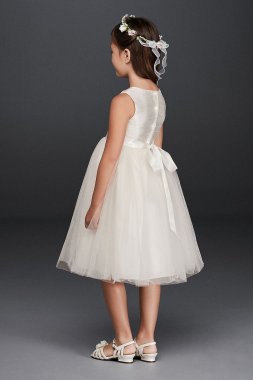 Flower Girl Dress with Tulle and Ribbon Waist OP218