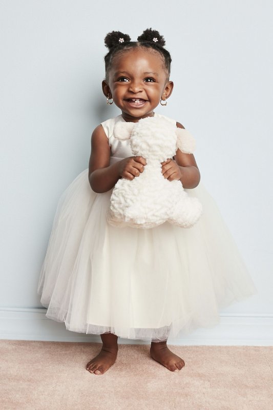 Flower Girl Dress with Tulle and Ribbon Waist OP218
