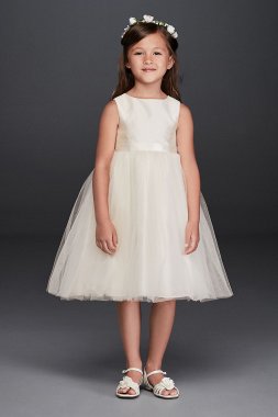 Flower Girl Dress with Tulle and Ribbon Waist OP218