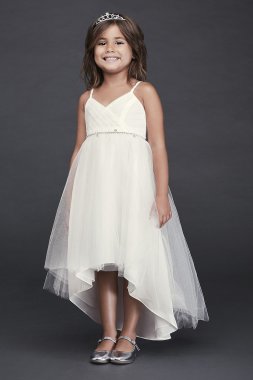 High-Low Tulle Flower Girl Dress with Crystal Belt OP252