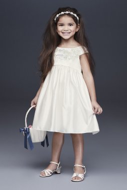 Embroidered Satin Floral Flower Girl Dress OP255