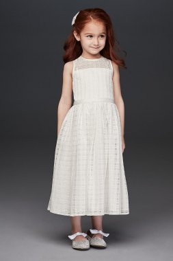 Crosshatch Checked Tea-Length Flower Girl Dress OP261