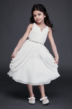 Draped Swag Skirt Chiffon Flower Girl Dress OP262