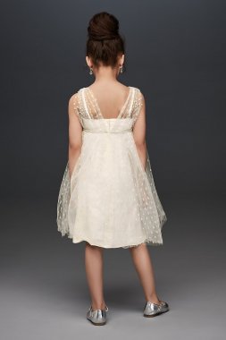 Silver Dots Flower Girl Dress with Crystal Belt OP264