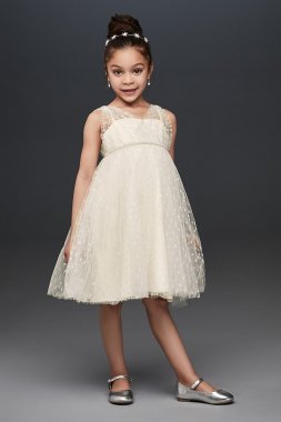 Silver Dots Flower Girl Dress with Crystal Belt OP264