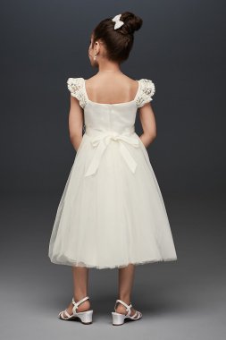 Crochet Cap Sleeve Ruffle Flower Girl Dress OP265