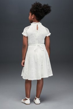 Floral Lace High Neck A-Line Flower Girl Dress S3887D02H817