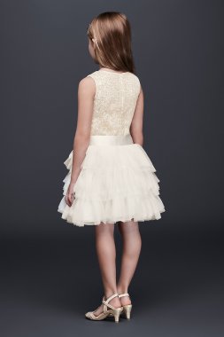Tiered Tulle Flower Girl Dress with Sequin Bodice Bonnie Jean S79607DV