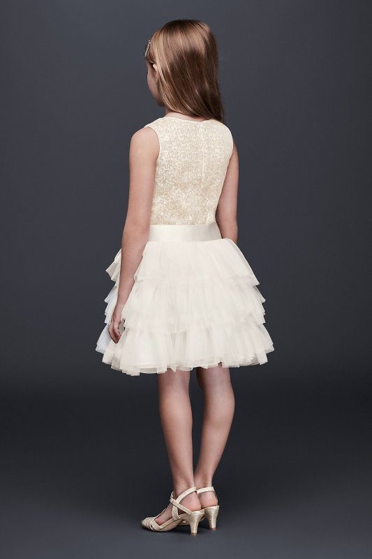 Tiered Tulle Flower Girl Dress with Sequin Bodice Bonnie Jean S79607DV