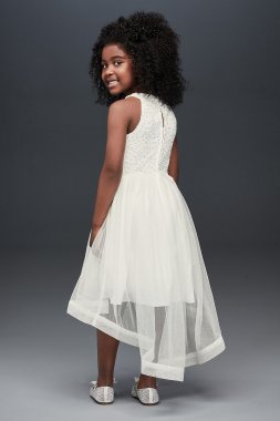 High-Low Lace and Tulle Flower Girl Dress SC436D02H908