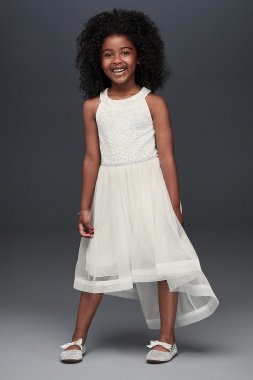 High-Low Lace and Tulle Flower Girl Dress SC436D02H908