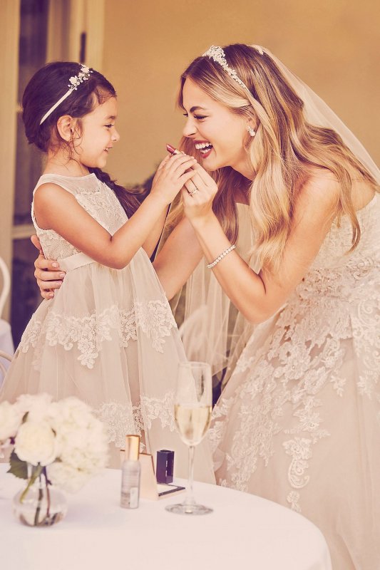 Banded Lace Illusion Flower Girl Dress WG1374