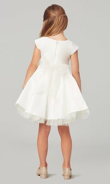 Off White Short Cap-Sleeve Flower Girl Dress SWK-SK711o