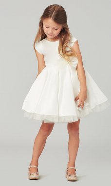 Off White Short Cap-Sleeve Flower Girl Dress SWK-SK711o