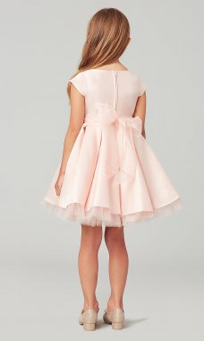 Petal Pink Short Cap-Sleeve Flower Girl Dress SWK-SK711p