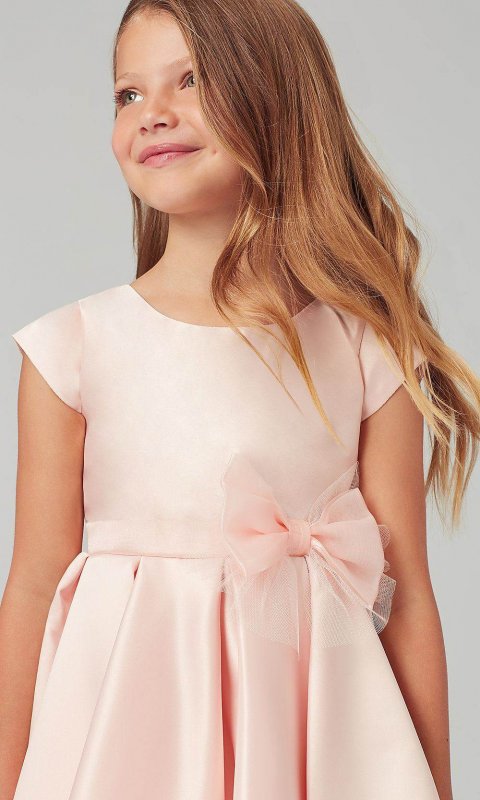 Petal Pink Short Cap-Sleeve Flower Girl Dress SWK-SK711p
