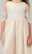 Tulle Short Half-Sleeve Flower-Girl Dress with Bow SWK-SK748