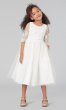 Tulle Short Half-Sleeve Flower-Girl Dress with Bow SWK-SK748