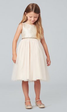 Champagne Gold Short Flower Girl Dress SWK-SK764c