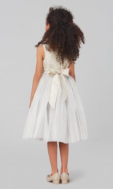 Silver Sleeveless Short Tulle Flower Girl Dress SWK-SK764s