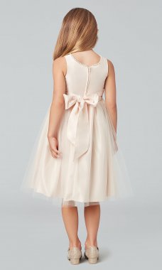 Short Satin-Bodice Flower Girl Dress with Bows SWK-SK781