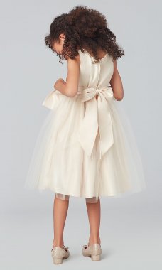 Short Champagne Flower Girl Dress with Bow SWK-SK781c