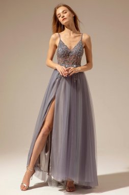 Spaghetti Straps Long Prom Dress With Slit E202283459