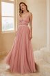 A Line Long Bridesmaid Dress with Ruffles E202283456