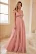 A Line Long Bridesmaid Dress with Ruffles E202283456