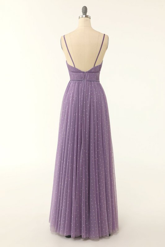 A Line Long Bridesmaid Dress with Ruffles E202283456