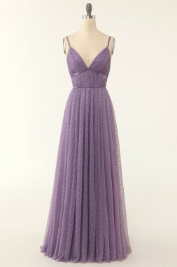 A Line Long Bridesmaid Dress with Ruffles E202283456