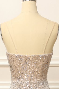 Silver Sequins Long Prom Dress with Slit E202283454
