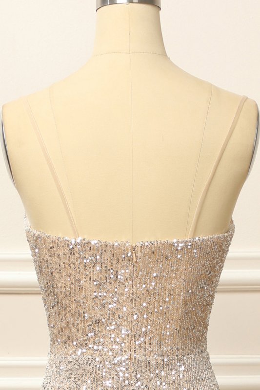 Silver Sequins Long Prom Dress with Slit E202283454