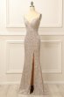 Silver Sequins Long Prom Dress with Slit E202283454