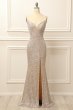 Silver Sequins Long Prom Dress with Slit E202283454