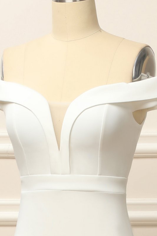 Mermaid Off the Shoulder White Wedding Dress E202283849