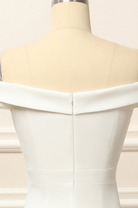 Mermaid Off the Shoulder White Wedding Dress E202283849
