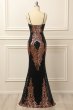 Black and Gold Sequins Long Prom Dress E202283462