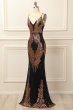 Black and Gold Sequins Long Prom Dress E202283462