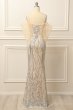 Mermaid Off the Shoulder Apricot Prom Dress with Sequins E202283848