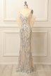 Mermaid Off the Shoulder Apricot Prom Dress with Sequins E202283848