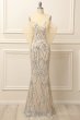 Mermaid Off the Shoulder Apricot Prom Dress with Sequins E202283848