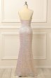 Apricot Sequins Ruched Long Prom Dress with Slit E202283782