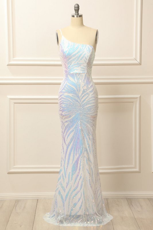 Glitter Purple One Shoulder Sequins Prom Dress E202283461