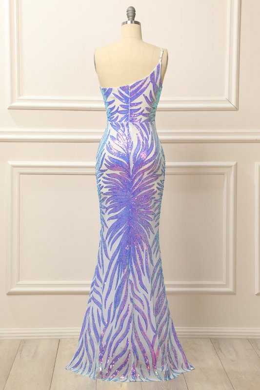 Glitter Purple One Shoulder Sequins Prom Dress E202283461