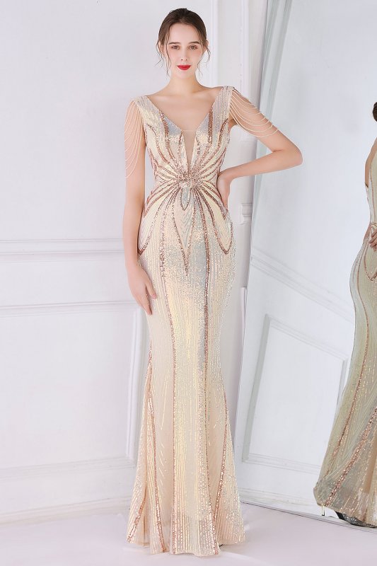Black Sheath Sequins Prom Dress with Fringes E202283846