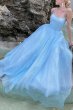 Sky Blue A-line Sparkly Prom Dress E202283843