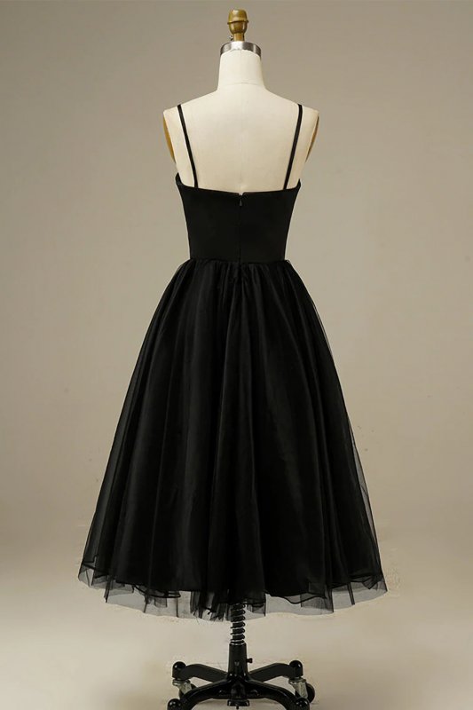 Tulle A-line Midi Simple Prom Dress E202283841